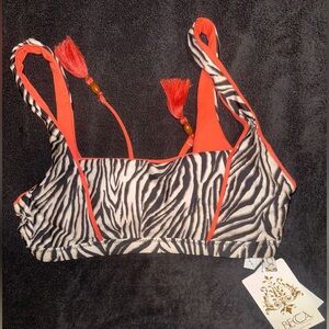 BECCA Zebra Print Bralette - Black and Orange